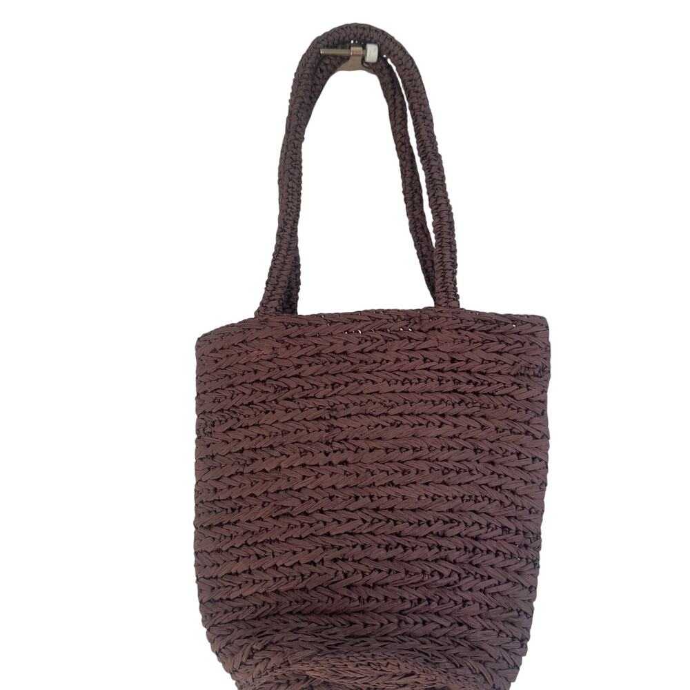 J. Crew Women's Malta Handwoven Straw Tote Bag Chocolate One Size NWT - Picture 3 of 11